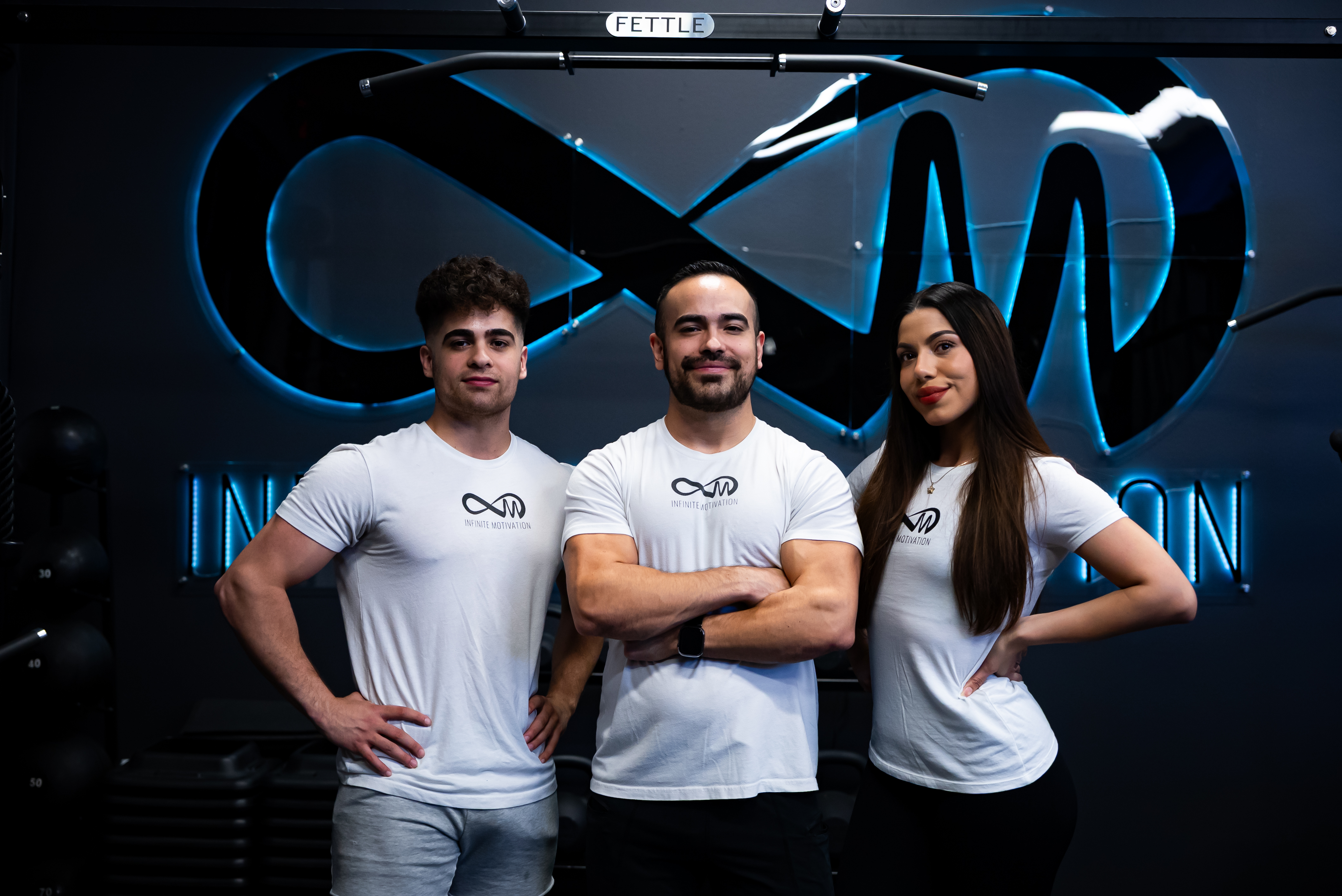 Complete team professional group shot with logo background